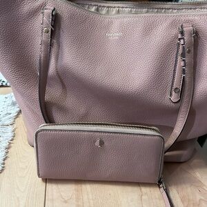 kate spade blush pink pebbled leather tote with matching wallet